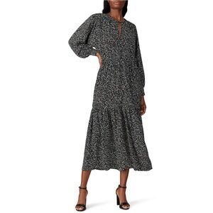 Sweet Baby Jamie Black Ditsy Midi Dress One Piece Black White Floral Size XS